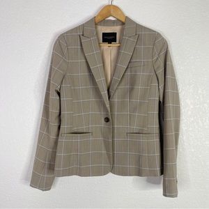 Banana Republic Tan Wool Blend Plaid Classic Fit Blazer Jacket